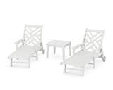 Chippendale 3-Piece Chaise Set with Arms and Wheels