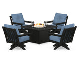 Vineyard 5-Piece Deep Seating Swivel Conversation Set with Fire Pit Table