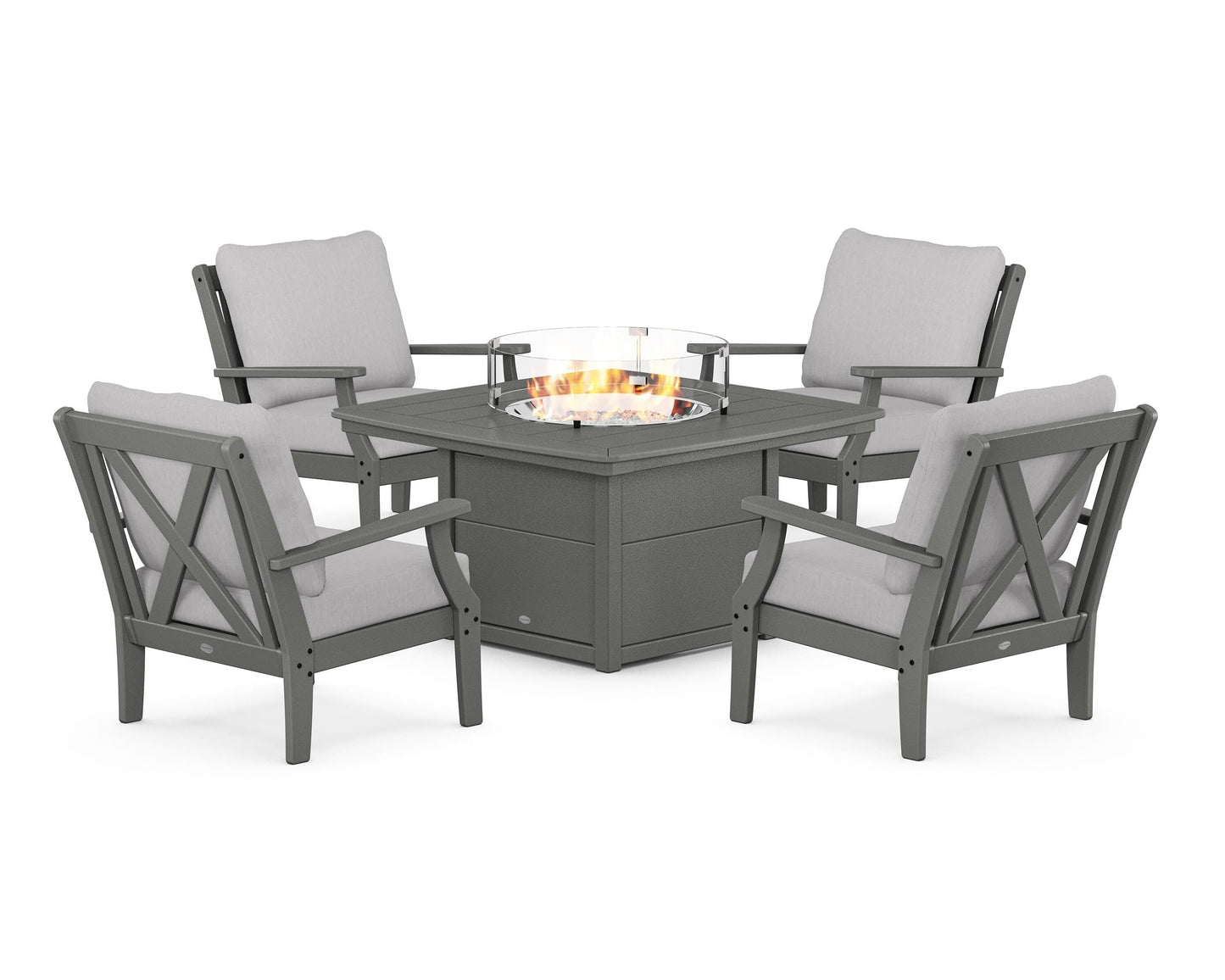 Braxton 5-Piece Deep Seating Conversation Set with Fire Pit Table