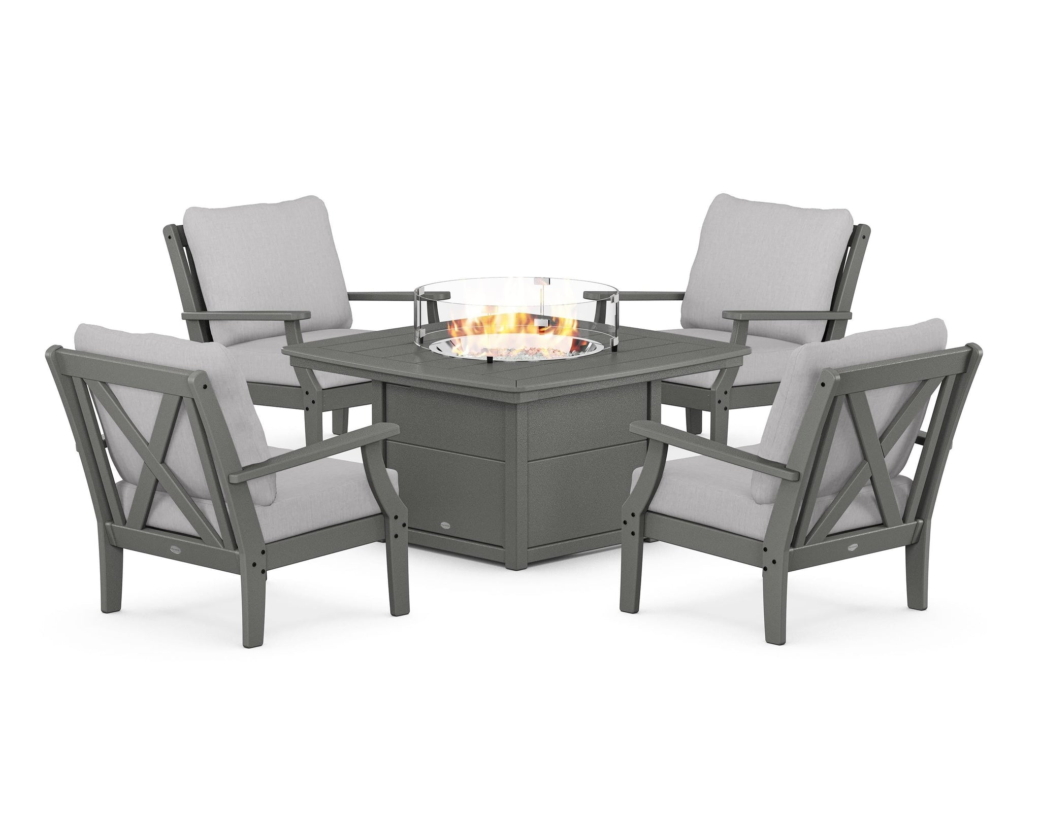 Braxton 5-Piece Deep Seating Conversation Set with Fire Pit Table