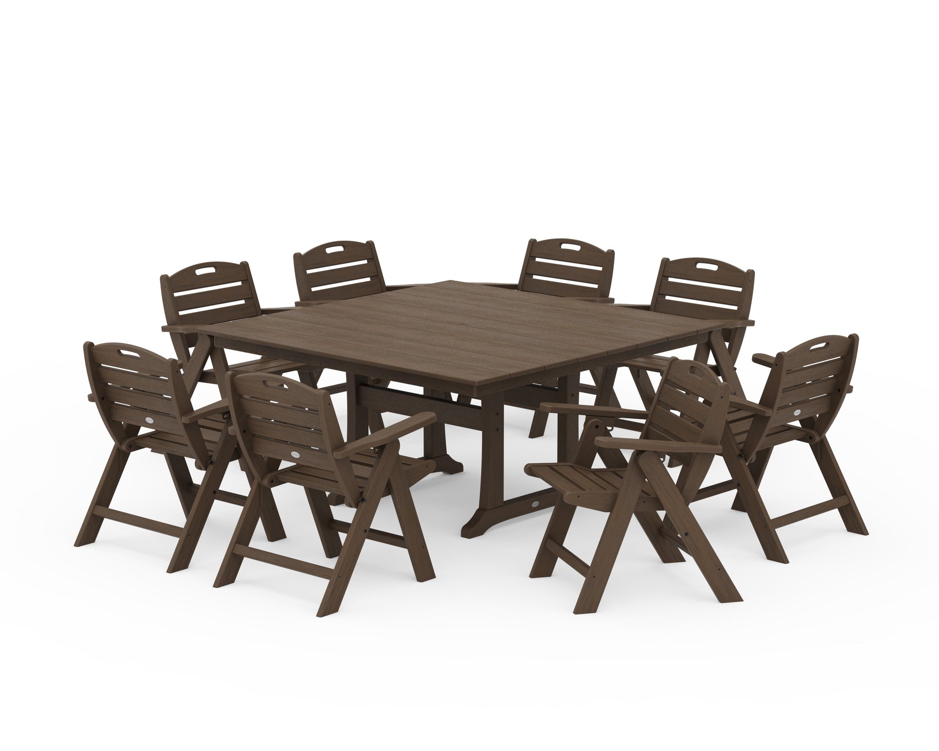 Nautical Lowback 9-Piece Square Farmhouse Dining Set with Trestle Legs