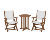 Coastal Folding 3-Piece Round Bistro Dining Set
