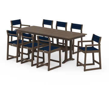 EDGE Sling 9-Piece Farmhouse Counter Set with Trestle Legs