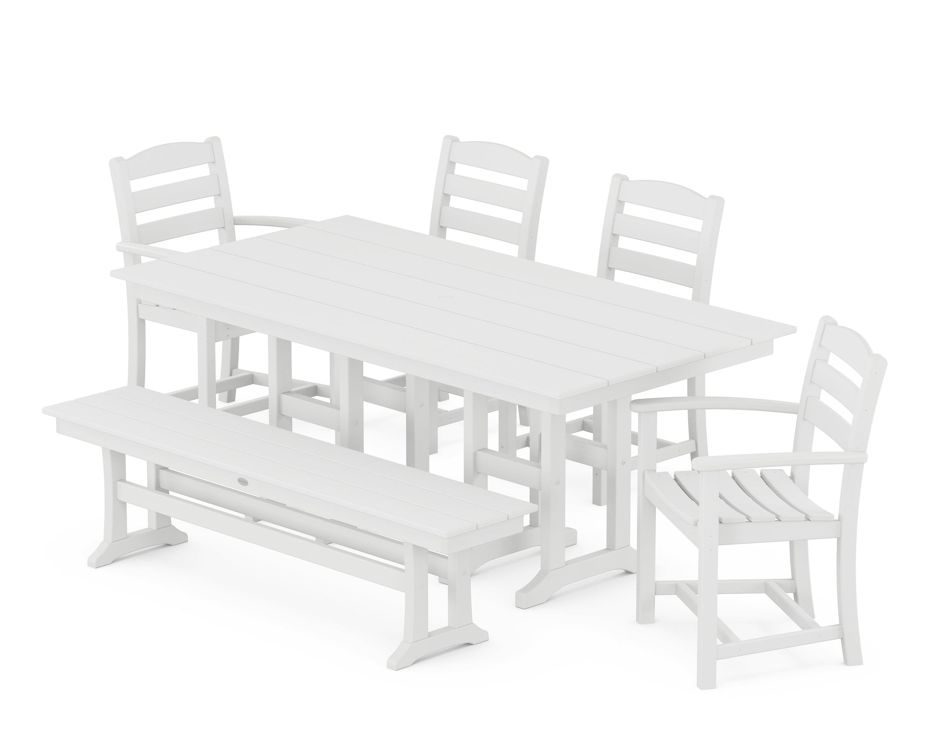 La Casa Café 6-Piece Farmhouse Dining Set with Bench