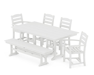 La Casa Café 6-Piece Farmhouse Dining Set with Bench
