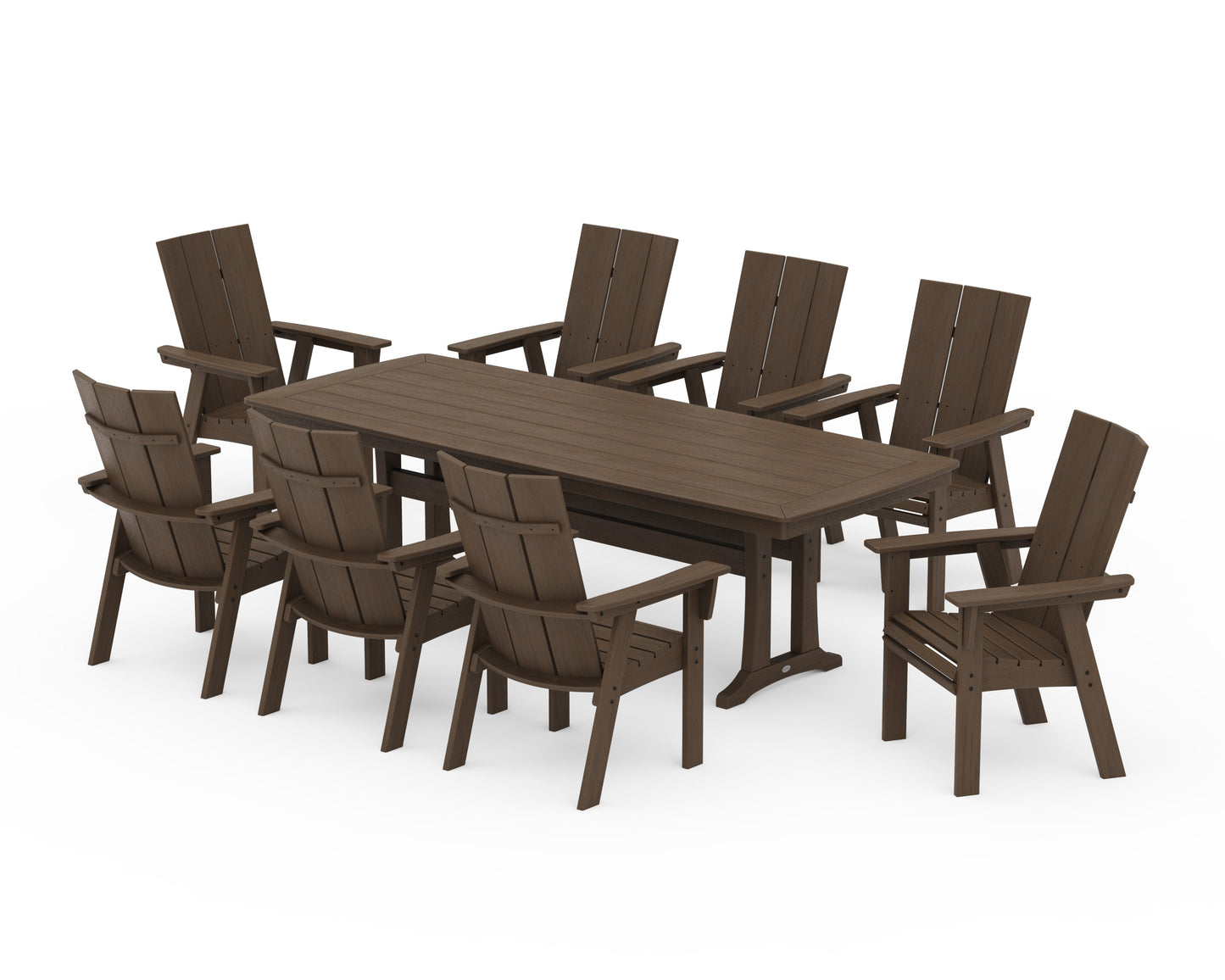Modern Curveback Adirondack 9-Piece Dining Set with Trestle Legs