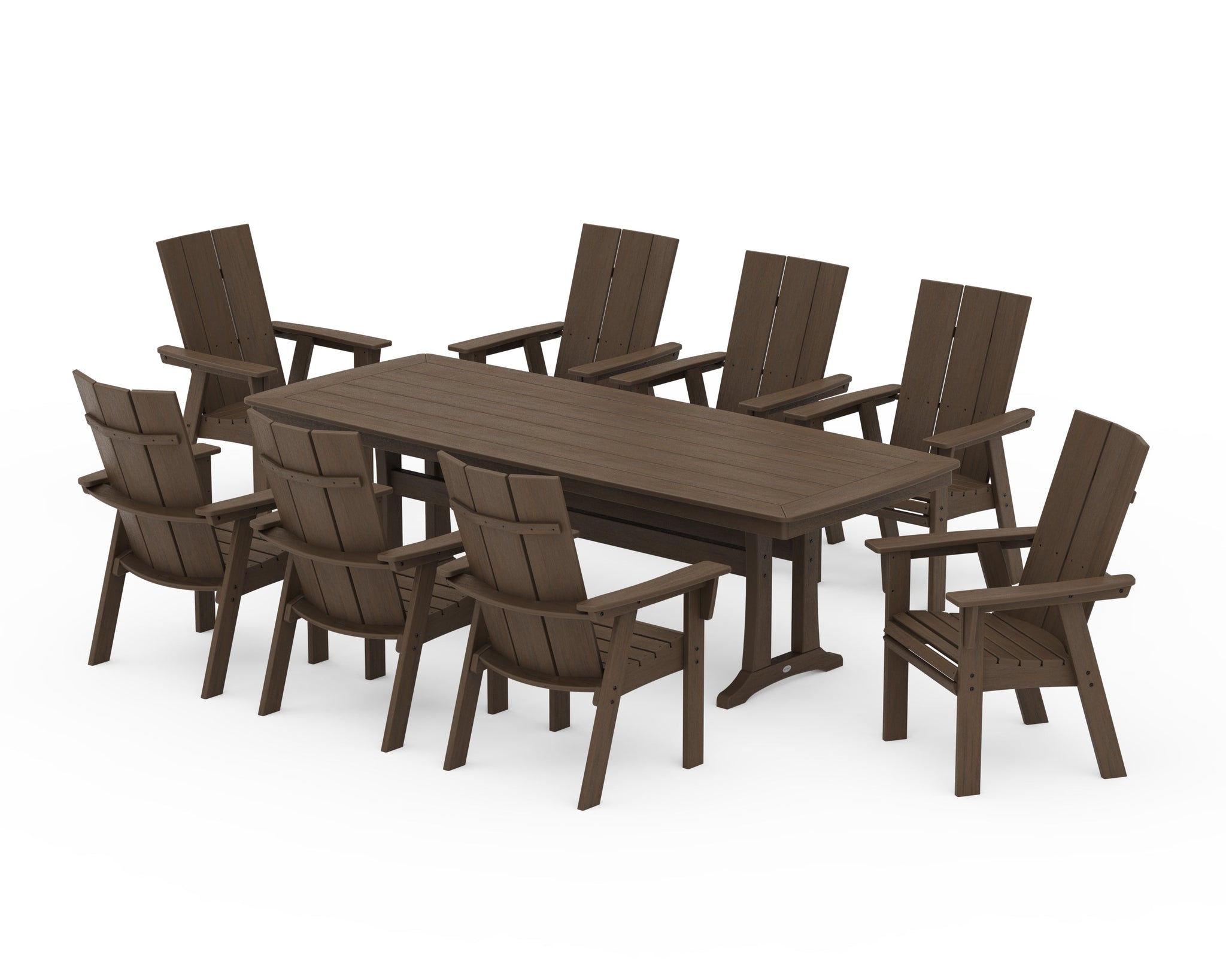 Modern Curveback Adirondack 9-Piece Dining Set with Trestle Legs