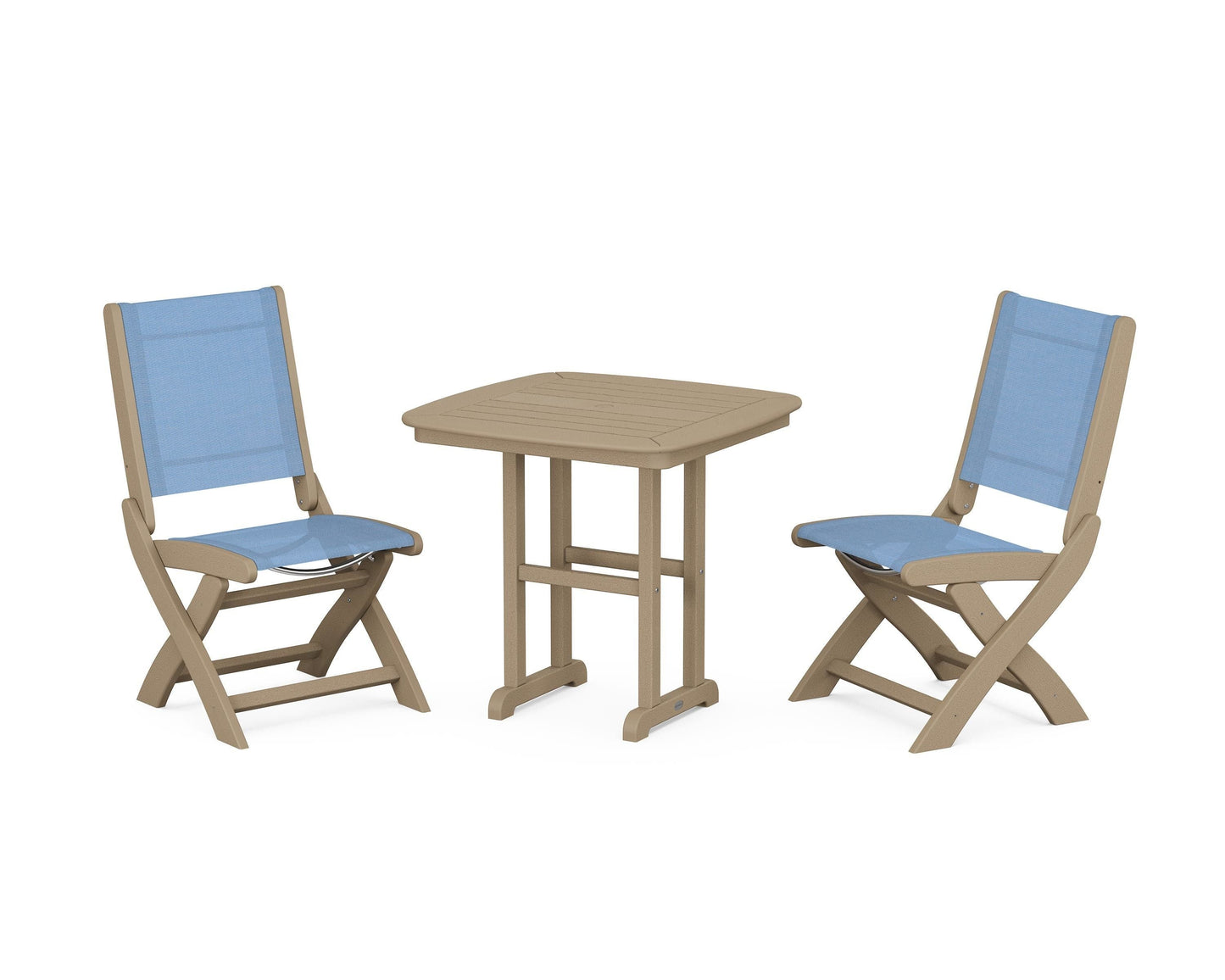 Coastal Folding Side Chair 3-Piece Dining Set