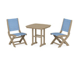 Coastal Folding Side Chair 3-Piece Dining Set