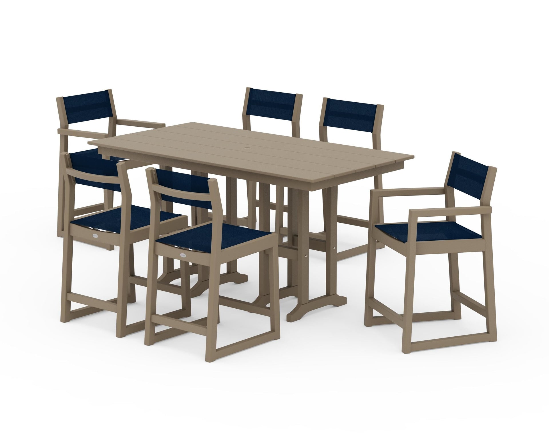 EDGE Sling 7-Piece Farmhouse Counter Set with Trestle Legs