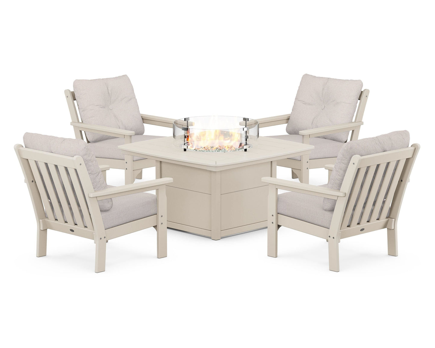Vineyard 5-Piece Conversation Set with Fire Pit Table