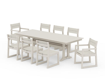 EDGE Sling 9-Piece Farmhouse Trestle Dining Set