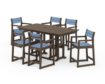 EDGE Sling Arm Chair 7-Piece Farmhouse Counter Set