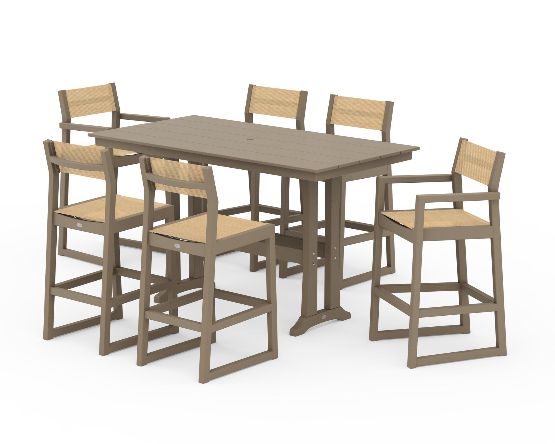 EDGE Sling 7-Piece Farmhouse Bar Set with Trestle Legs