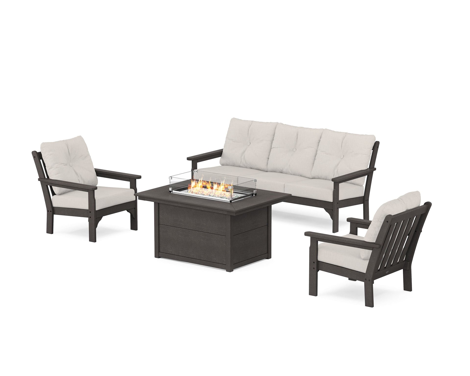 Vineyard Deep Seating Fire Pit Table Set