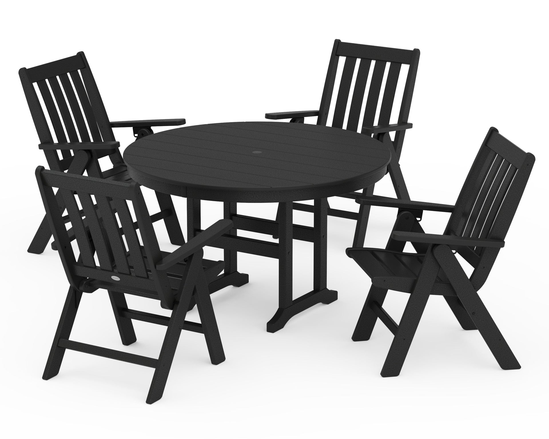 Vineyard Folding Chair 5-Piece Round Farmhouse Dining Set