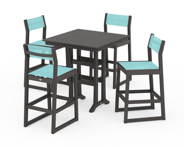 EDGE Sling Arm Chair 5-Piece Farmhouse Bar Set with Trestle Legs