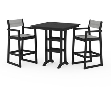 EDGE Sling Arm Chair 3-Piece Farmhouse Bar Set with Trestle Legs