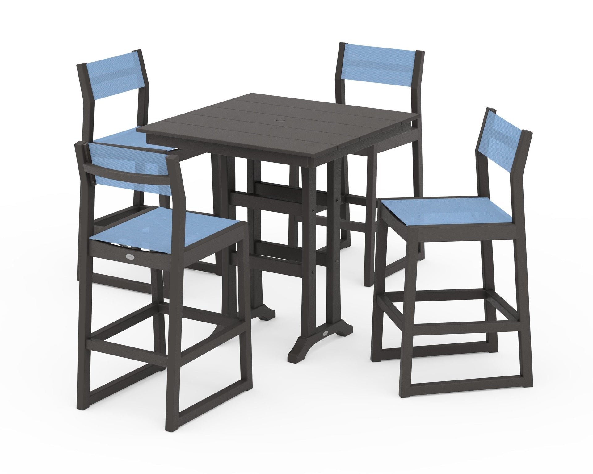 EDGE Sling Arm Chair 5-Piece Farmhouse Bar Set with Trestle Legs