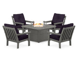 Vineyard 5-Piece Conversation Set with Fire Pit Table