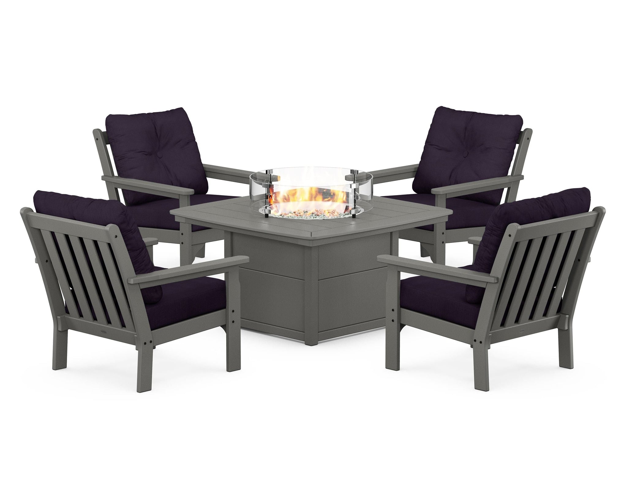 Vineyard 5-Piece Conversation Set with Fire Pit Table