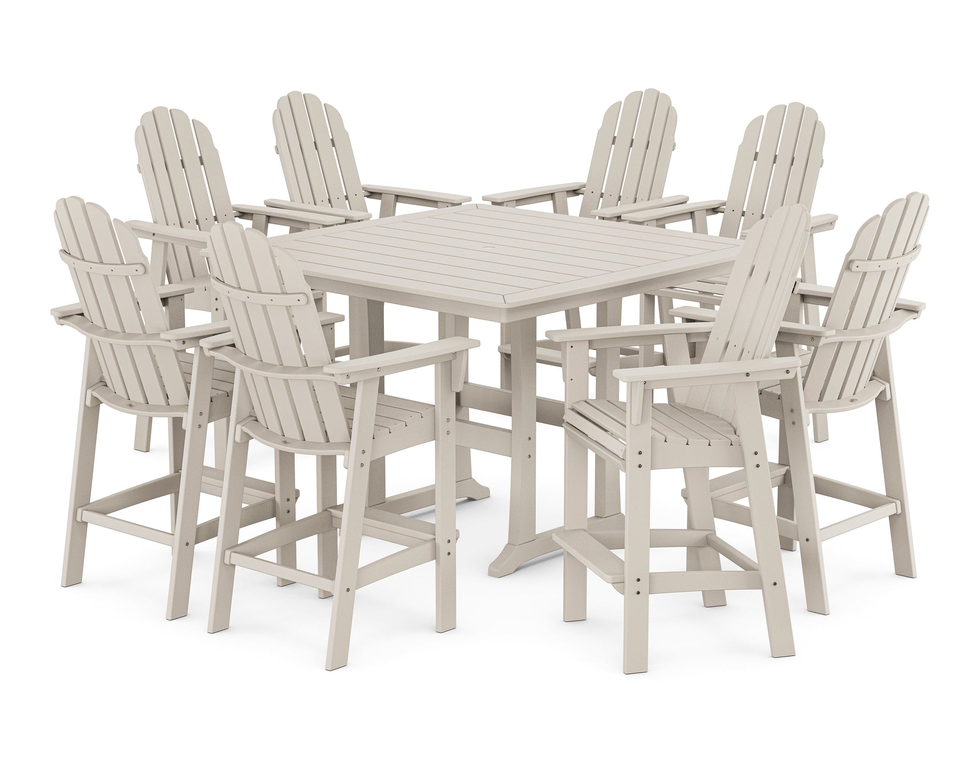 Vineyard Curveback Adirondack 9-Piece Trestle Bar Set