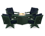 Vineyard 5-Piece Deep Seating Swivel Conversation Set with Fire Pit Table