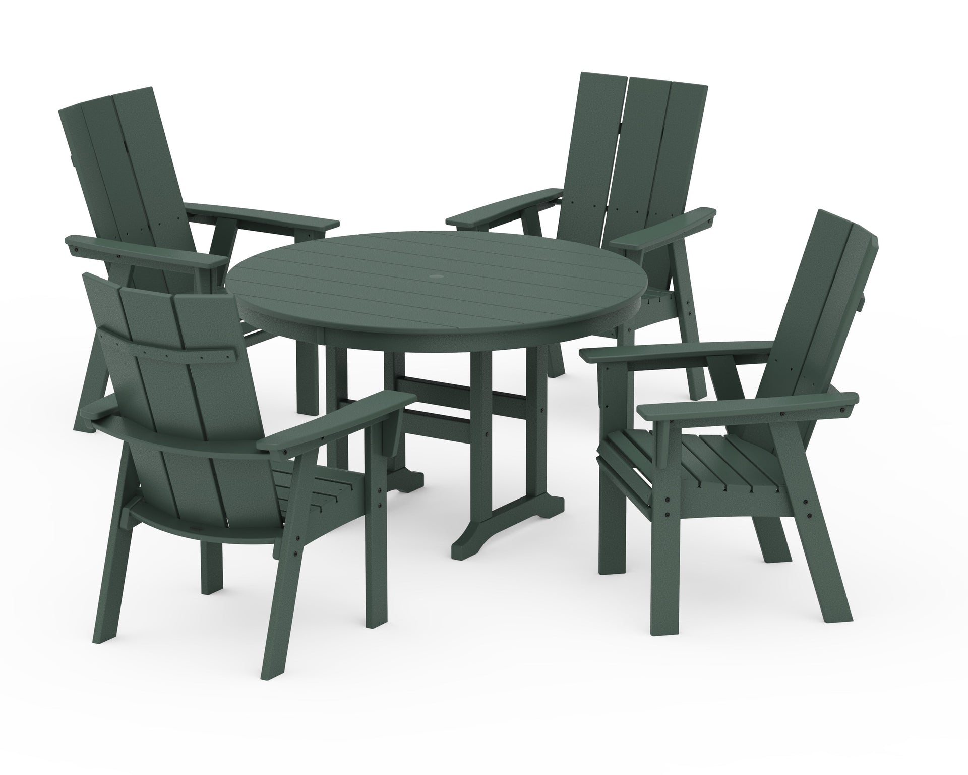 Modern Curveback Adirondack 5-Piece Round Farmhouse Dining Set