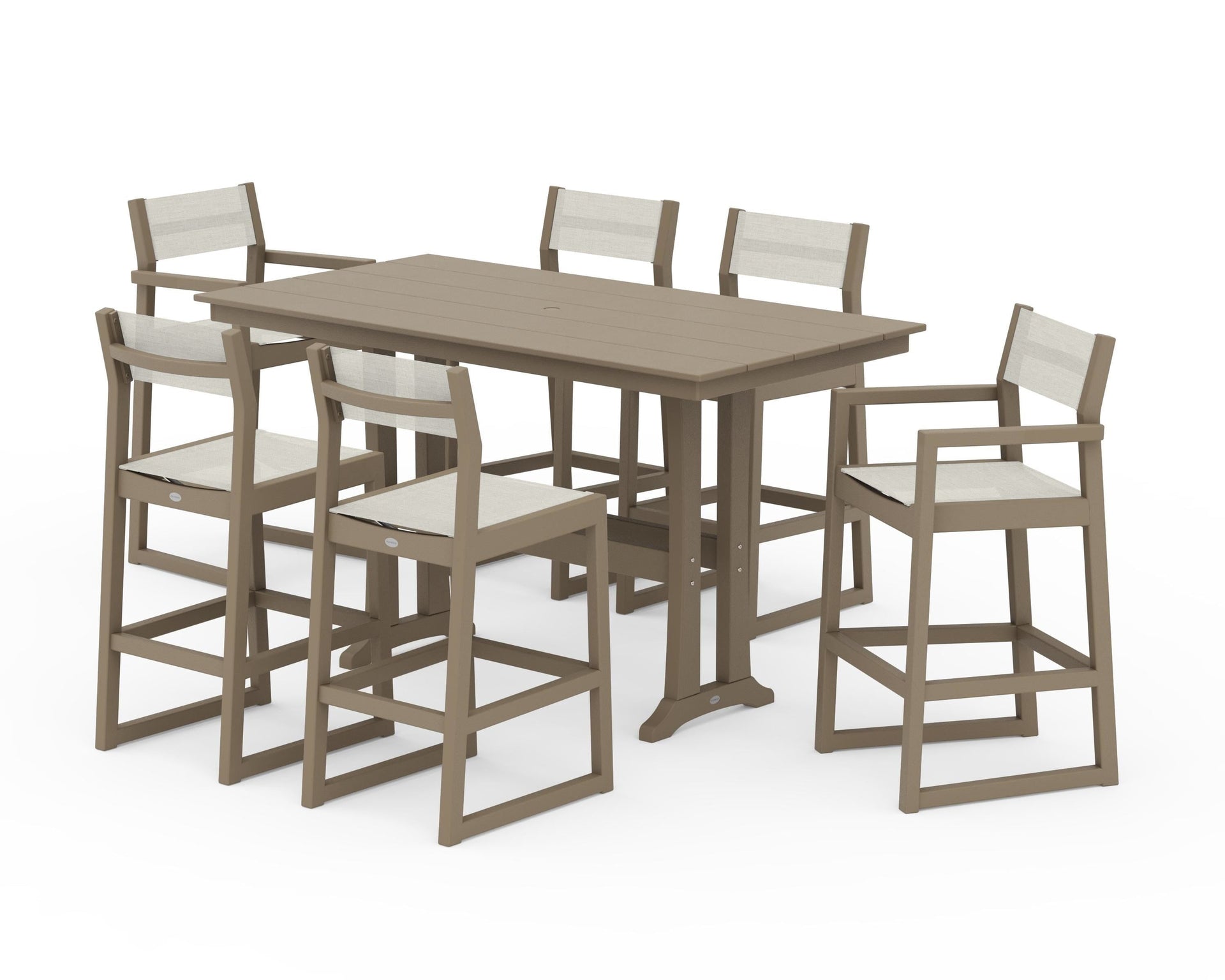 EDGE Sling 7-Piece Farmhouse Bar Set with Trestle Legs