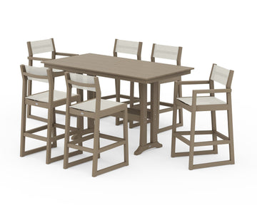 EDGE Sling 7-Piece Farmhouse Bar Set with Trestle Legs