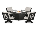 Braxton 5-Piece Deep Seating Swivel Conversation Set with Fire Pit Table