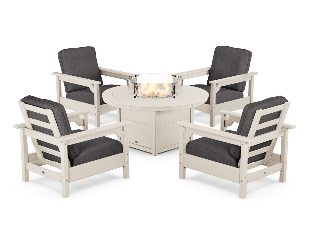 Club 5-Piece Conversation Set with Fire Pit Table