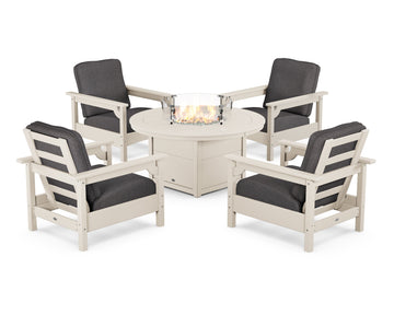 Club 5-Piece Conversation Set with Fire Pit Table