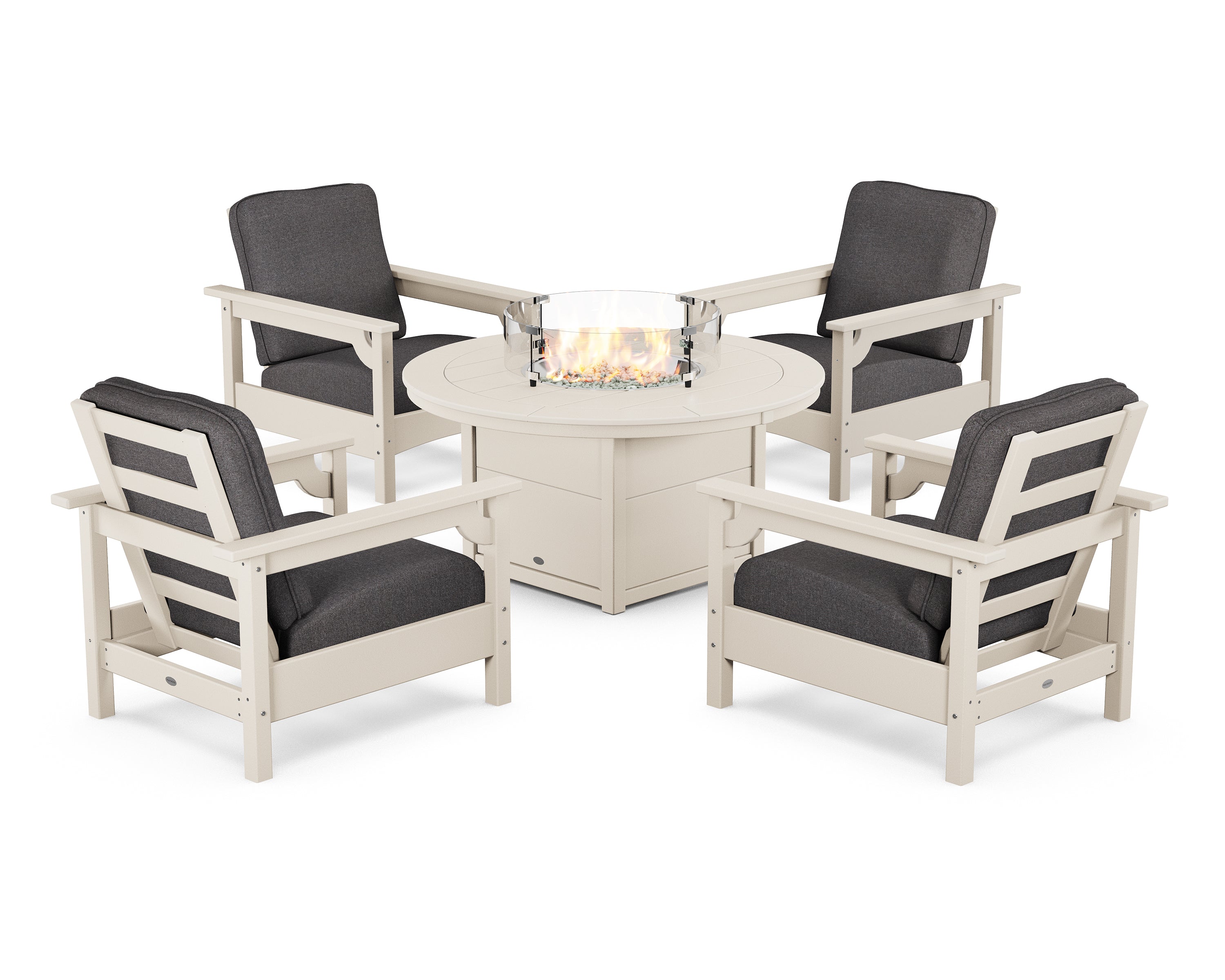 Club 5-Piece Conversation Set with Fire Pit Table