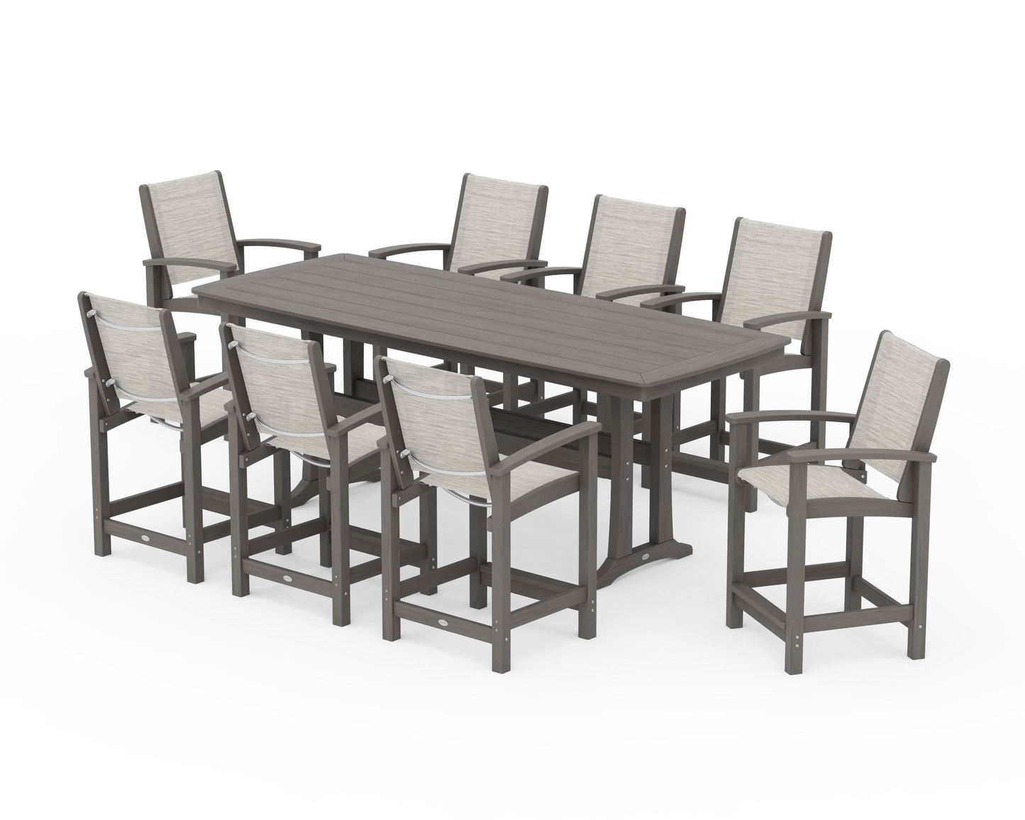 Coastal 9-Piece Counter Set with Trestle Legs