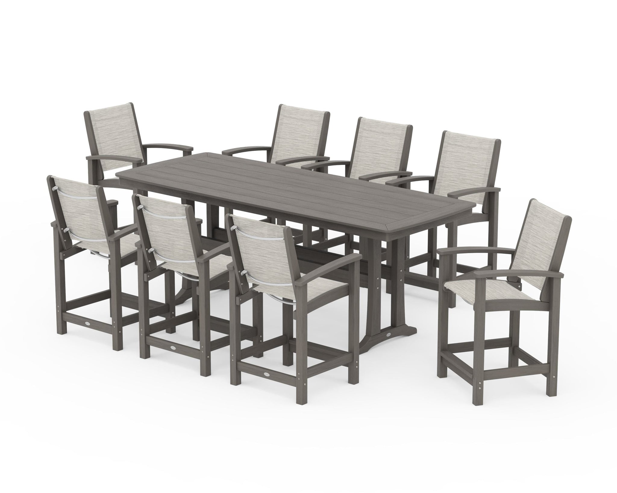 Coastal 9-Piece Counter Set with Trestle Legs