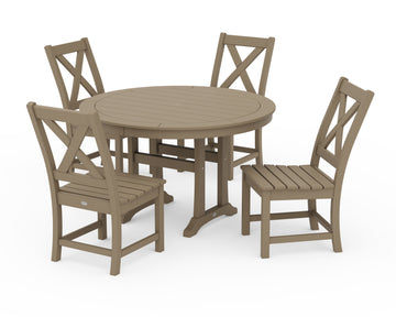 Braxton Side Chair 5-Piece Round Dining Set With Trestle Legs