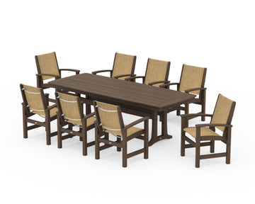 Coastal 9-Piece Dining Set with Trestle Legs