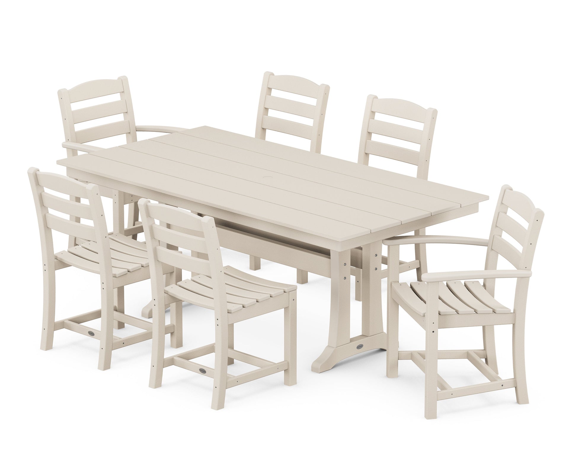 La Casa Café 7-Piece Farmhouse Dining Set with Trestle Legs