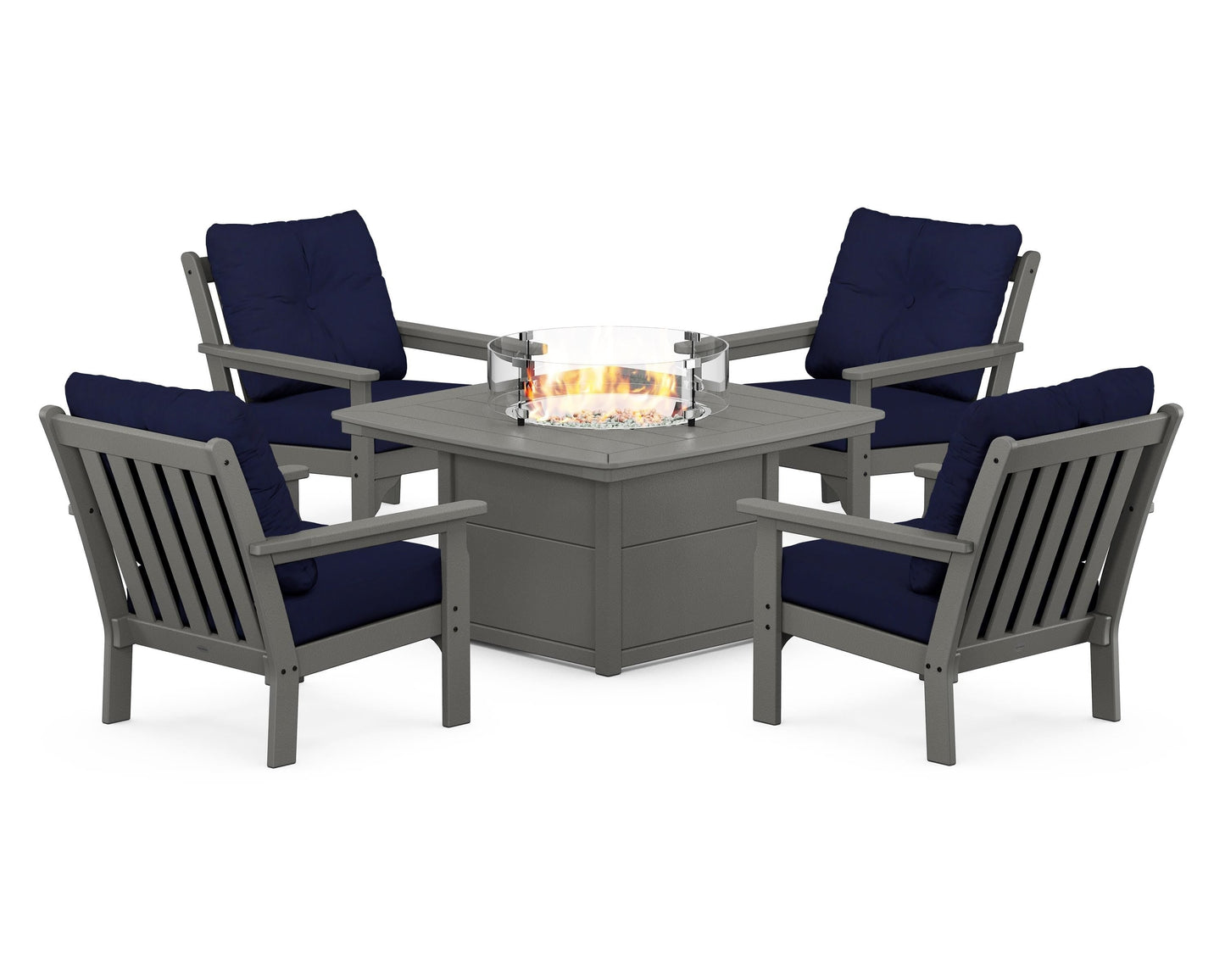 Vineyard 5-Piece Conversation Set with Fire Pit Table