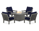 Vineyard 5-Piece Conversation Set with Fire Pit Table