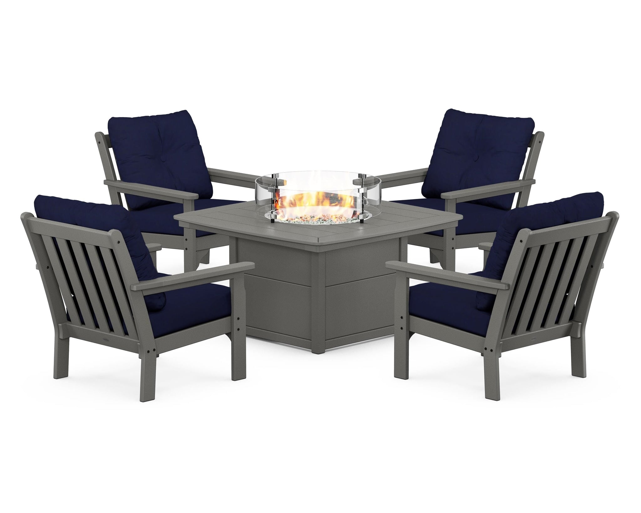 Vineyard 5-Piece Conversation Set with Fire Pit Table