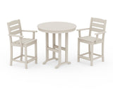 Lakeside 3-Piece Round Farmhouse Arm Chair Counter  Set