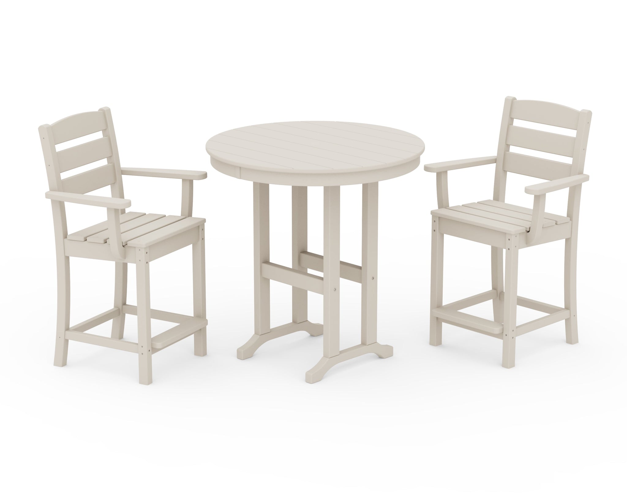 Lakeside 3-Piece Round Farmhouse Arm Chair Counter  Set