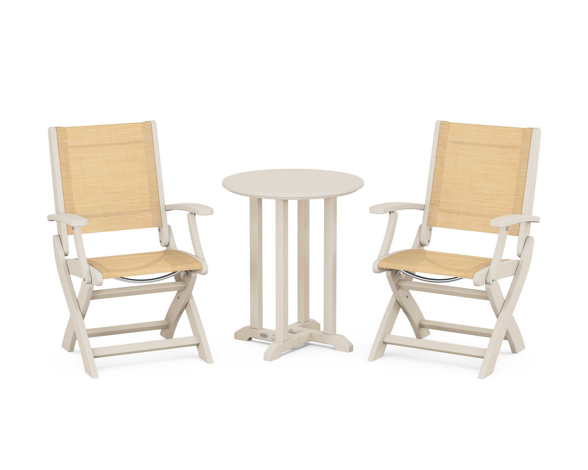 Coastal Folding 3-Piece Round Bistro Dining Set