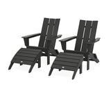 Modern Folding Adirondack Chair 4-Piece Set with Ottomans