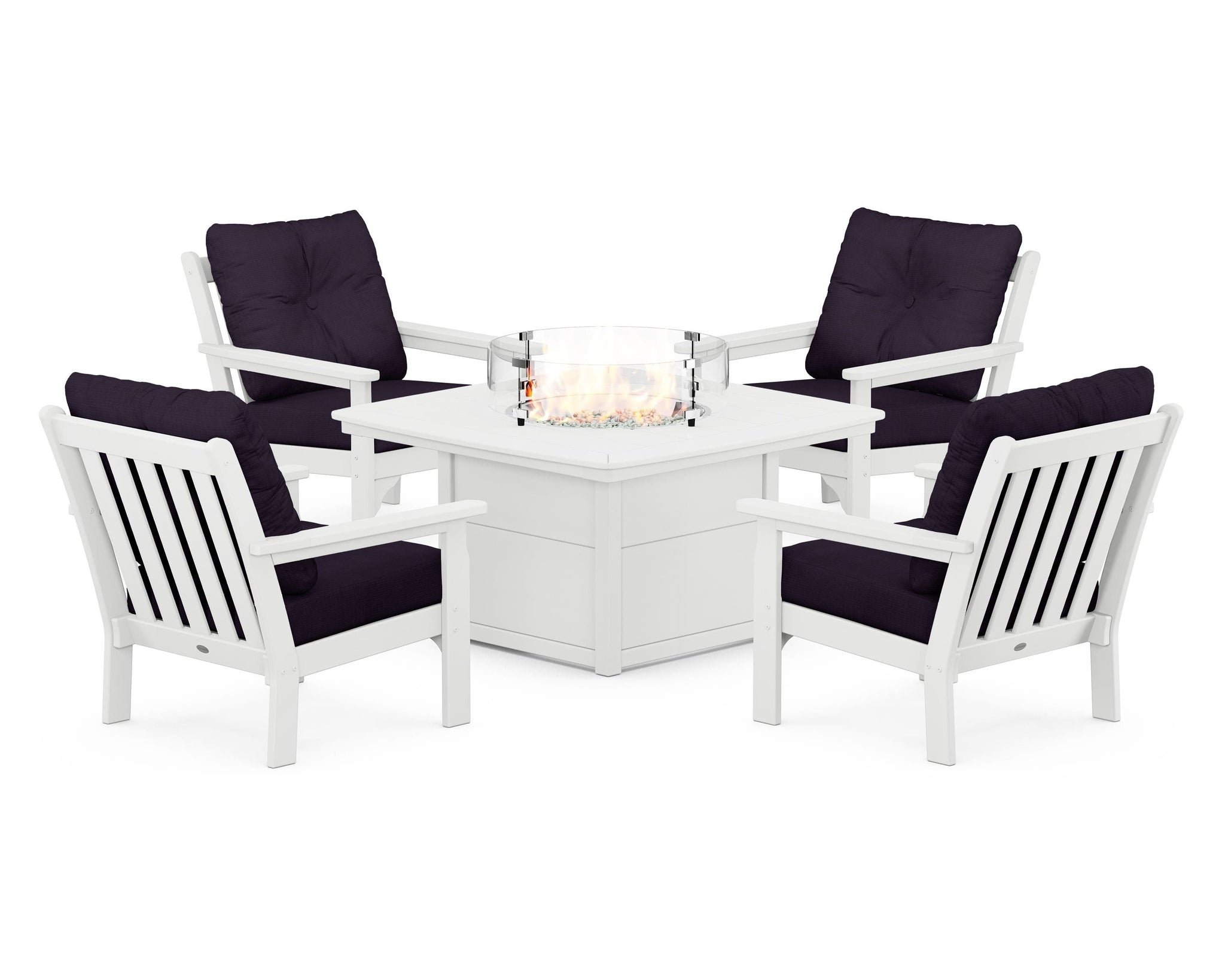 Vineyard 5-Piece Conversation Set with Fire Pit Table