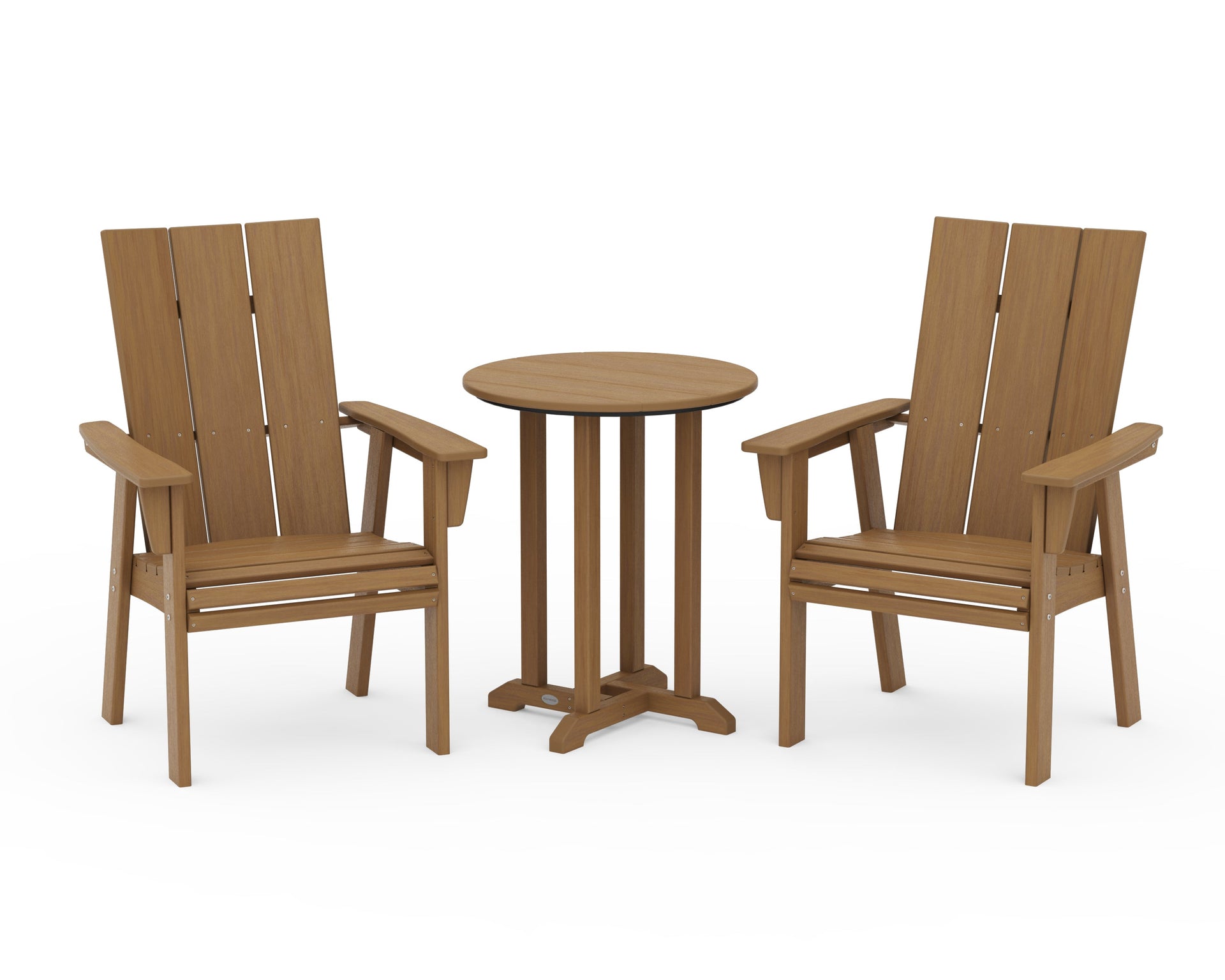 Modern Curveback Adirondack 3-Piece Round Bistro Dining Set