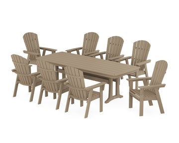 Nautical Curveback Adirondack 9-Piece Dining Set with Trestle Legs