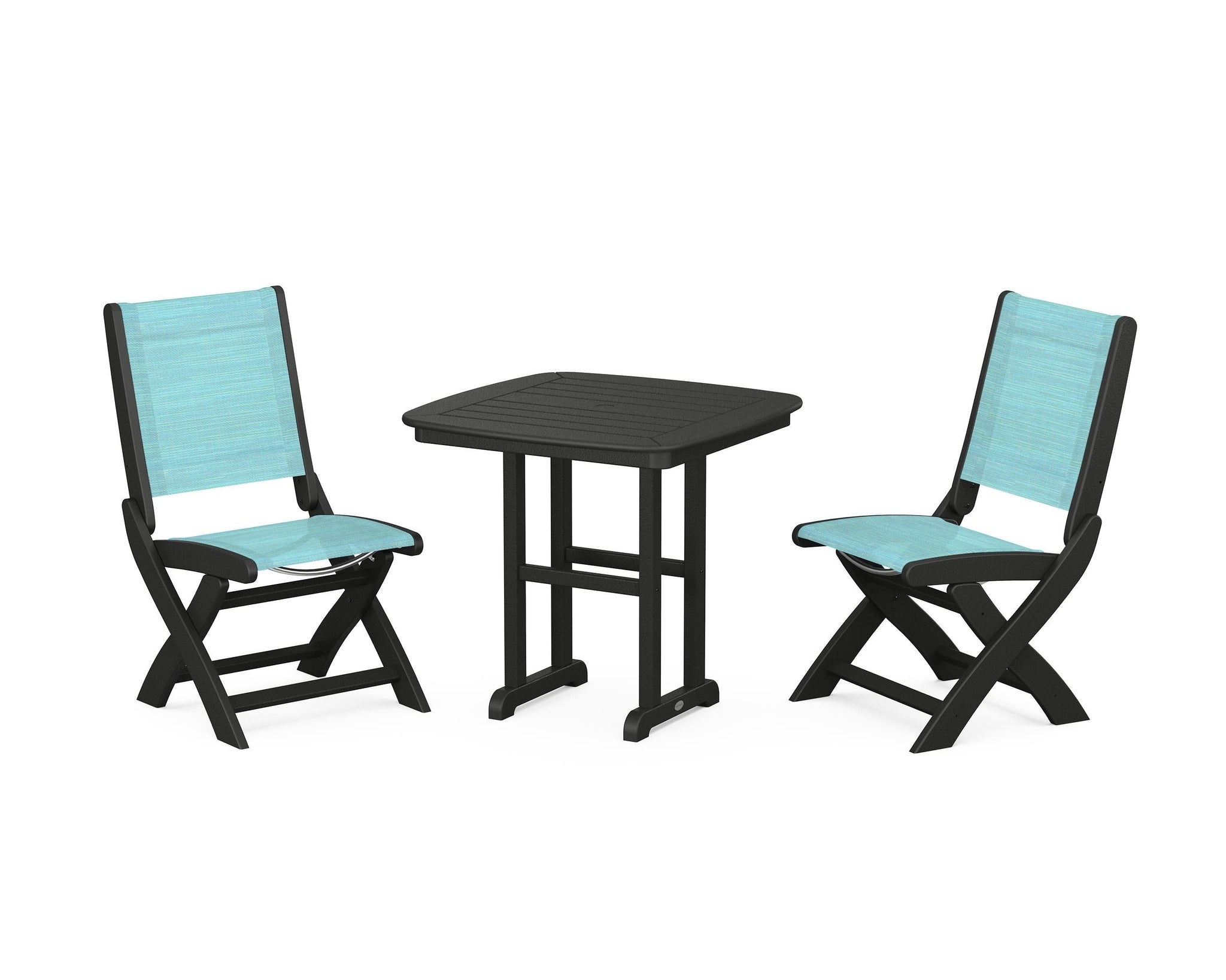Coastal Folding Side Chair 3-Piece Dining Set
